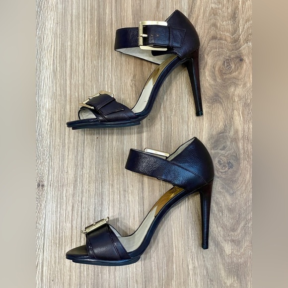 Michael Kors Faith Brown Leather Ankle Strap Dress Sandals Shoes 7.5 EUC - Picture 5 of 5